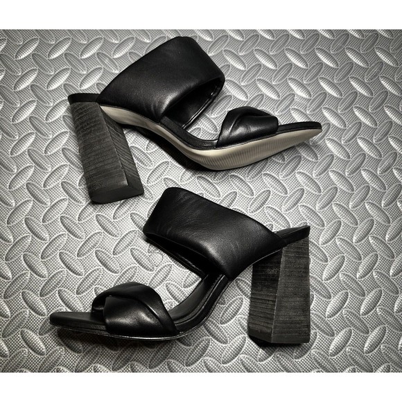 Steve Madden Teriann Black Women’s Leather Square open toe 4" heel sandal 8.5 M - Picture 5 of 10